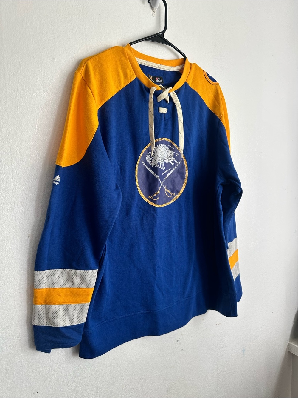 Majestic Royal Blue & Gold Hockey Pullover with Lace-Up Neck